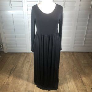 Dearcase Women’s Long Sleeve Casual Maxi Dress Black 2XL Pockets Loungewear Cozy